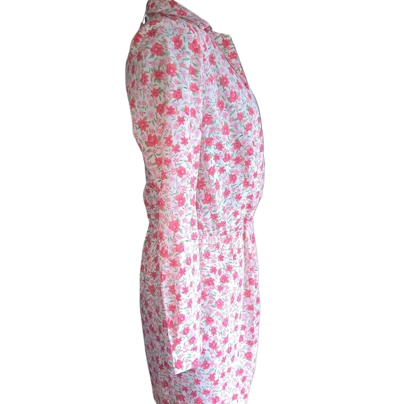 Axara paris white/pink floral faux wrap collared dress S - Picture 4 of 7